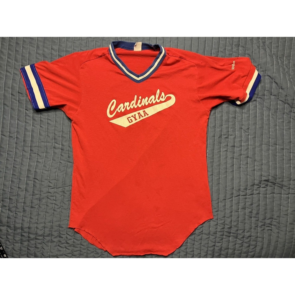 Vintage Wilson Cardinals GYAA Adult Baseball T Shirt Jersey Medium Red